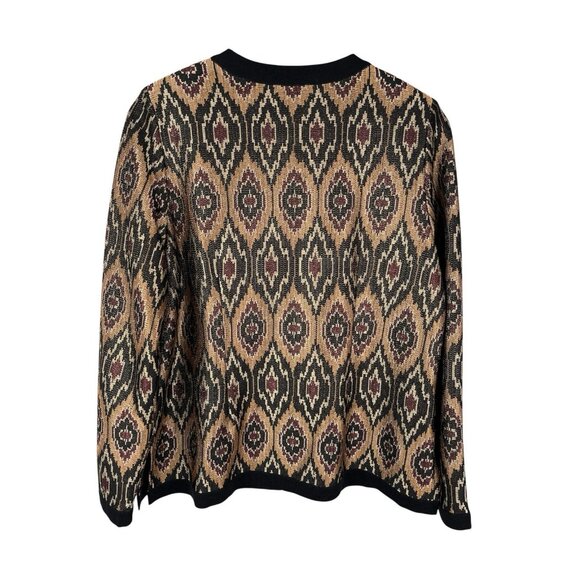 MISOOK Women's Black Maroon Metallic Geometric Print Knit Cardigan Medium - Picture 4 of 4